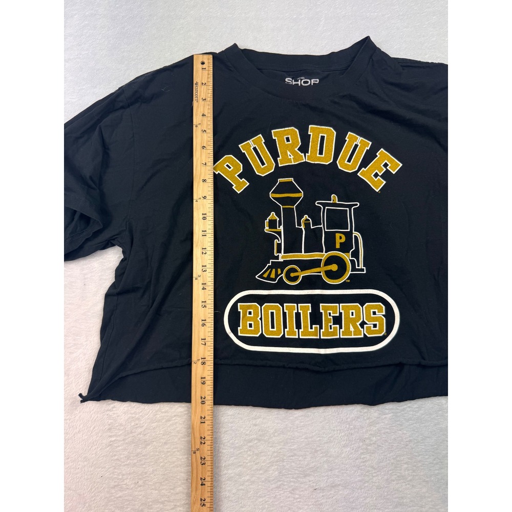 The Shop Purdue Boilers Cropped Graphic Tee Black 2XL Raw Hem NCAA Shirt - Picture 4 of 6